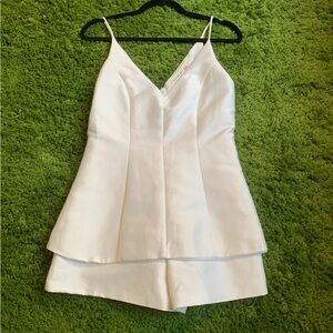 White formal satin romper